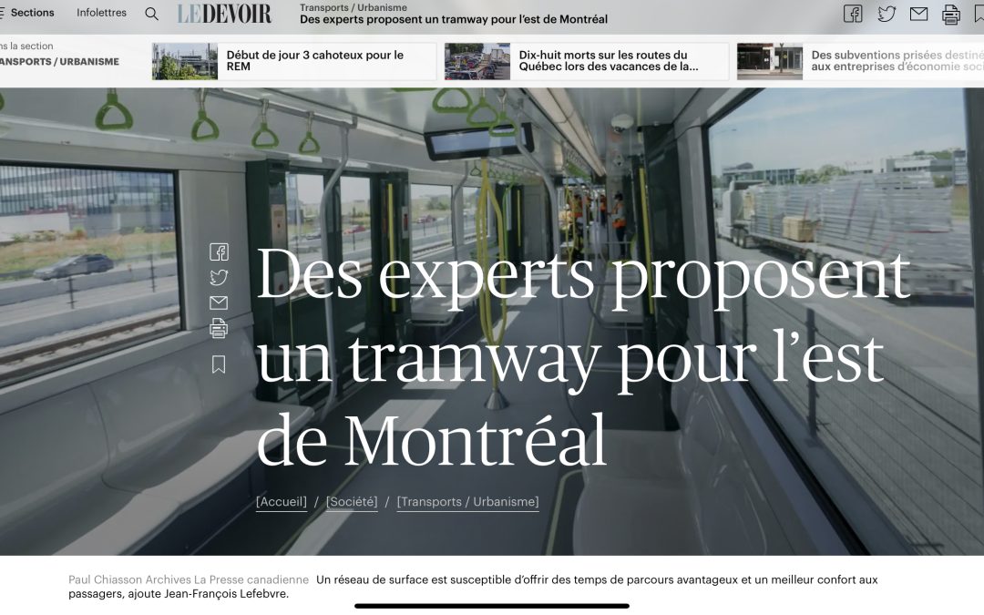 Des experts proposent un tramway pour l’est de Montréal