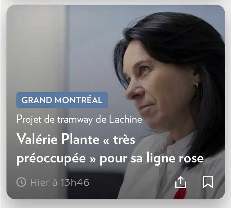 Valérie Plante « très préoccupée » pour sa ligne rose